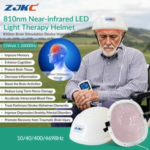 ZJKC 810nm Near Infrared Light Therapy Helmet, Brain Photobiomodulation PBM Helmet with 280 LED Diodes, 15W, Adjustable Pulse Frequency, Rechargeable Light Therapy Device, LH280-A ZJKC 810nm Near Infrared Light Therapy Helmet, Brain Photobiomodulation PBM Helmet with 280 LED Diodes, 15W, Adjustable Pulse Frequency, Rechargeable Light Therapy Device, LH280-A