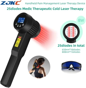 ZJKC LRP8W-650&808 Handheld Red Light Therapy Device, 8W Dual Wavelength 650nm & 808nm, 25 Diodes Portable Rechargeable Light Therapy Unit for Muscle & Joint Care