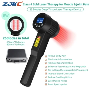 ZJKC LRP8W-650&808 Handheld Phototherapy Light Device, 8W Dual Wavelength 650nm & 808nm, 25 Diodes Rechargeable Portable Handheld Lamp for Human & Animal Physical Wellness