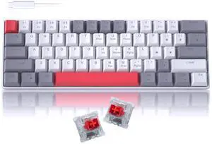 60% Mechanical Gaming Keyboard,Mixed Color Keycaps Gaming Keyboard with Red Switches, Detachable Type-C Cable Mini Keyboard with Blue LED Light for PC/Laptop