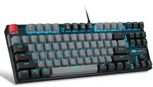 MageGee 75% Mechanical Gaming Keyboard, Blue Switch, LED Backlit, 87 Keys Compact TKL Wired Computer Keyboards for Windows Laptop PC Gamer - Grey/Black