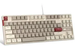 MageGee 75% Mechanical Gaming Keyboard, Brown Switch, LED White Backlit, 87 Keys Compact TKL Wired Computer Keyboards for Windows Laptop PC Gamer - Retro Grey/White