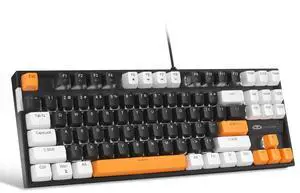 MageGee 75% Mechanical Gaming Keyboard, Brown Switch, LED White Backlit, 87 Keys Compact TKL Wired Computer Keyboards for Windows Laptop PC Gamer - Black/White