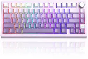 MageGee LIGHT75 Wireless Creamy Keyboard, Gasket Structure Hot Swappable, 75% Compact 2.4G/USB-C/BT5.0 RGB Backlit Gaming Keyboard for Win/Mac/PC, Side Printed PBT Keycaps, 4000mAh Battery, Purple