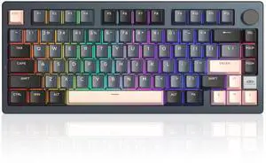 MageGee LIGHT75 Wireless Creamy Keyboard, Gasket Structure Hot Swappable, 75% Compact 2.4G/USB-C/BT5.0 RGB Backlit Gaming Keyboard for Win/Mac/PC, Side Printed PBT Keycaps, 4000mAh Battery, Grey