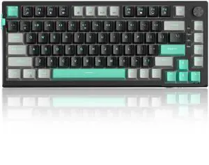 MageGee SKY81 75% Mechanical Gaming Keyboard, Gasket Hot Swappable Wired Custom Creamy Keyboard with 5-Layer Sound Dampening, Knob Control, RGB Backlit, NKRO for Win/Mac (Dark Elf, Blue Whale Switch)