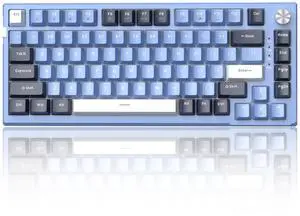 MageGee SKY81 75% Mechanical Gaming Keyboard, Gasket Hot Swappable Wired Custom Creamy Keyboard w/ 5-Layer Sound Padding, Knob Control, RGB Backlit, NKRO for Win/Mac (Prussian Blue, Blue Whale Switch)