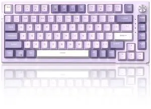MageGee SKY81 75% Mechanical Gaming Keyboard, Gasket Hot Swappable Wired Custom Creamy Keyboard with 5-Layer Sound Dampening, Knob Control, RGB Backlit, NKRO for Win/Mac (Violet, Violet Switch)
