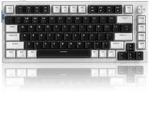 MageGee SKY81 75% Wireless Gasket Mechanical Gaming Keyboard, Hot Swappable RGB Custom Creamy Keyboard w/ 5-Layer Padding, BT/2.4G/USB-C, Knob Control, NKRO for Win/Mac (Mecha, Blue Whale Switch)
