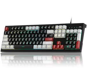 MageGee Creamy Keyboard,K2 Keyboard Wired RGB Backlit 104 Keys Waterproof Ergonomic Keyboards,PC for PC/loptop/MAC - Knight Red