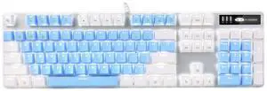 MageGee Mechanical Gaming Keyboard, New Upgraded Blue Switch 104 Keys White Backlit Keyboards, USB Wired Mechanical Computer Keyboard for Laptop, Desktop, PC Gamers(White & Blue)