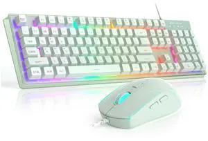 MageGee Gaming Keyboard and Mouse Combo, K1 RGB LED Backlit Keyboard with 104 Key Computer PC Gaming Keyboard for PC/Laptop (Green)