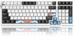 MageGee SKY98 Wireless Gasket Mechanical Gaming Keyboard, 96% Hot Swappable RGB Custom Creamy Keyboard with 5-Layer Sound Padding, BT/2.4G/USB-C, NKRO for Win/Mac (Waves, Blue Whale Switch)