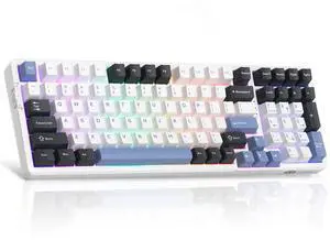 MageGee LIGHT100 Wireless Creamy Keyboard, Gasket Structure Hot Swappable, Tri-Mode 2.4G/USB-C/BT5.0 RGB Backlit Mechanical Gaming Keyboard for Win/Mac/PC, PBT Keycap, 4000mAh Battery, Blue