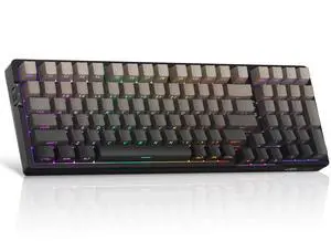 MageGee LIGHT100 Wireless Creamy Keyboard, Gasket Structure Hot Swappable, 2.4G/USB-C/BT5.0 RGB Backlit Mechanical Gaming Keyboard for Win/Mac/PC, 8000mAh Battery, Side Printed PBT Keycap, Black