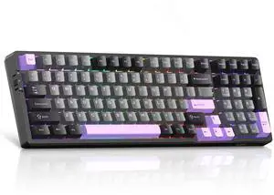 MageGee LIGHT100 Wireless Creamy Keyboard, Gasket Structure Hot Swappable, Tri-Mode 2.4G/USB-C/BT5.0 RGB Backlit Mechanical Gaming Keyboard for Win/Mac/PC, PBT Keycap, 4000mAh Battery, Purple
