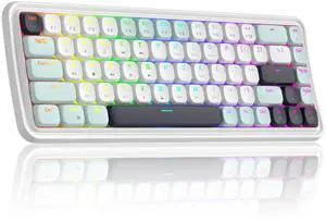 MageGee 60% Slim Wireless Creamy Mechanical Keyboard,Moon68 RGB Backlit Gaming Keyboard,Quiet 2.4G/BT5.0/USB-C Blue Tooth 68Keys with Short Red Switches for PC MAC Xbox(Sky Blue)