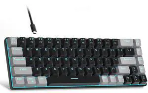 MageGee Portable 60% Mechanical Gaming Keyboard, MK-Box LED Backlit Compact 68 Keys Mini Wired Office Keyboard with Red Switch for Windows Laptop PC Mac - Black/Grey