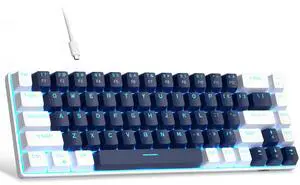 MageGee Portable 60% Mechanical Gaming Keyboard, MK-Box LED Backlit Compact 68 Keys Mini Wired Office Keyboard with Blue Switch for Windows Laptop PC Mac - Blue/White