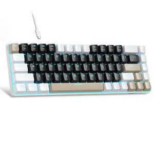 MageGee Portable 60% Mechanical Gaming Keyboard, MK-Box LED Backlit Compact 68 Keys Mini Wired Office Keyboard with Brown Switch for Windows Laptop PC Mac - Black/Coffee Color