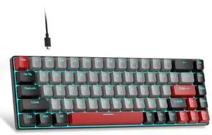 MageGee Portable 60% Mechanical Gaming Keyboard, MK-Box Blue LED Backlit Compact 68 Keys Mini Wired Office Keyboard with Brown Switch for Windows Laptop PC Mac - Grey/Black