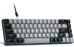 MageGee Portable 60% Mechanical Gaming Keyboard, MK-Box LED Backlit Compact 68 Keys Mini Wired Office Keyboard with Blue Switch for Windows Laptop PC Mac - Grey/Black