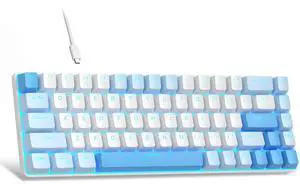 MageGee Portable 60% Mechanical Gaming Keyboard, MK-Box LED Backlit Compact 68 Keys Mini Wired Office Keyboard with Red Switch for Windows Laptop PC Mac - Sky Blue