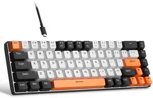 MageGee Portable 60% Mechanical Gaming Keyboard, MK-Box LED Backlit Compact 68 Keys Mini Wired Office Keyboard with Red Switch for Windows Laptop PC Mac - White/Black