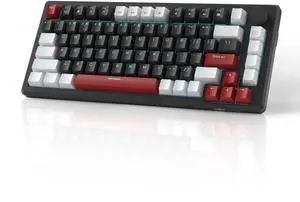 MageGee 75% Mechanical Gaming Keyboard, Compact Blue Backlit Wired Gaming Keyboards with Yellow Switches, EVA Foam, Knob Control, STAR75 Portable NKRO PC Gaming Keyboard - White & Black