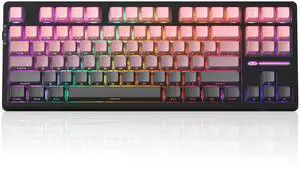 MageGee LIGHT87 Wireless Creamy Keyboard, Gasket Structure, RGB Backlit, 2.4G/USB-C/BT5.0 Hot Swappable Mechanical Gaming Keyboard for Win/Mac/PC, 8000mAh Battery, Side Printed PBT Keycaps, Pink