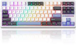 MageGee LIGHT87 Wireless Creamy Keyboard, Gasket Structure Hot Swappable Mechanical Keyboards, 2.4G/USB-C/BT5.0 RGB Backlit Gaming Keyboard for Win/Mac/PC, 8000mAh Battery, PBT Keycaps, Blue MageGee LIGHT87 Wireless Creamy Keyboard, Gasket Structure Hot Swappable Mechanical Keyboards, 2.4G/USB-C/BT5.0 RGB Backlit Gaming Keyboard for Win/Mac/PC, 8000mAh Battery, PBT Keycaps, Blue