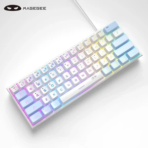 MageGee TS91 60% Mini Gaming Keyboard, RGB Backlit 61-Key Ultra-Compact Membrane Keyboard, Mechanical Feeling, Waterproof, Ergonomic for PC Mac PS4 Xbox One - Blue White MageGee TS91 60% Mini Gaming Keyboard, RGB Backlit 61-Key Ultra-Compact Membrane Keyboard, Mechanical Feeling, Waterproof, Ergonomic for PC Mac PS4 Xbox One - Blue White