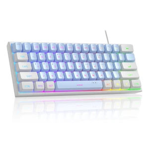 MageGee TS91 60% Mini Gaming Keyboard, RGB Backlit 61-Key Ultra-Compact Membrane Keyboard, Mechanical Feeling, Waterproof, Ergonomic for PC Mac PS4 Xbox One - White Blue MageGee TS91 60% Mini Gaming Keyboard, RGB Backlit 61-Key Ultra-Compact Membrane Keyboard, Mechanical Feeling, Waterproof, Ergonomic for PC Mac PS4 Xbox One - White Blue
