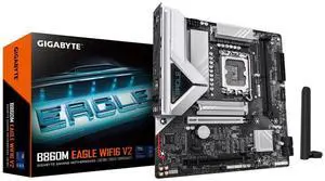 GIGABYTE B860M EAGLE WIFI6 V2 Intel Core Ultra (Series 2) LGA 1851 Motherboard, mATX, DDR5, 2x M.2, PCIe 5.0, 2.5GbE LAN,WIFI 6