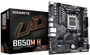 GIGABYTE B650M H AM5 LGA 1718 AMD B650 M-ATX Motherboard DDR5, PCIe 4.0 M.2, Q-Flash Plus GIGABYTE B650M H AM5 LGA 1718 AMD B650 M-ATX Motherboard DDR5, PCIe 4.0 M.2, Q-Flash Plus