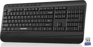 TECKNET Ergonomic Wireless Keyboard for Laptop, 2.4G USB Silent Computer Keyboard with Comfortable Palm Rest & Adjustable Feet Stand for Desktop, PC, Notebook, Surface and Windows, Full Size Layout