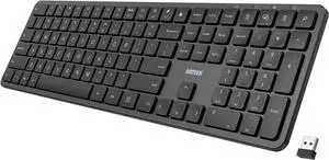 Arteck 2.4G USB Wireless Keyboard Ultra Slim Full Size Keyboard with Numeric Keypad and Media Hotkey for Computer/Desktop/PC/Laptop/Surface/Smart TV and Windows 11/10