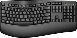Ergonomic Wireless Keyboard with Wrist Rest, Wave Keys, Comfortable Natural Typing, 2.4GHz Full Size Ergo Wireless Computer Keyboard for Multi-OS, Windows, Mac OS Laptop/PC/Notebook (Black)