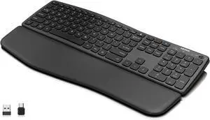 Arteck Multi-Device Comfortable Wireless Bluetooth Keyboard with Nano USB-A, USB-C Type C Receiver Palm Wrist Rest Full Size Keyboard for Windows iPad OS Android, Computer Desktop Laptop PC Tablet