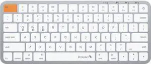 ProtoArc Backlit Compact Wireless Keyboard for Mac, K90-A Bluetooth Keyboard, Multi-Device, Low Profile, Fluid Quiet Typing, Rechargeable, Compatible with MacBook Pro/Air, iPad - White Silver