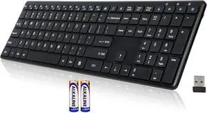 Wireless Keyboard-2.4G USB Ultra Slim Quiet Full Size Matte PC Computer Keyboard,19 Multimedia Keys,Number Pad,Plug&Play,Lag-Free Ergo,Long Battery life for Desktop,Laptop,Smart TV,MAC,Windows,QWERTY Wireless Keyboard-2.4G USB Ultra Slim Quiet Full Size Matte PC Computer Keyboard,19 Multimedia Keys,Number Pad,Plug&Play,Lag-Free Ergo,Long Battery life for Desktop,Laptop,Smart TV,MAC,Windows,QWERTY