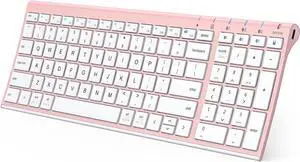 iClever BK10 Bluetooth Keyboard, Wireless Rechargeable Ultra-Slim Keyboard with Long Battery Life, Compatible with iOS, Android, Windows, Mac for iPad, Tablet, Laptop, PC, Phone