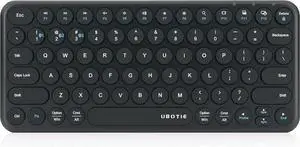 UBOTIE Portable Slim Bluetooth Keyboard, Wireless Colorful Compact 78keys Silent Linear Scissor Switch Round Keycaps TKL Keyboards with Power on/Off for Tablet, PC, Laptop, Smart PhonesBlack