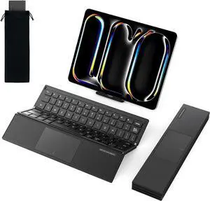 SODI Portable Tri-Fold Bluetooth Keyboard with Touchpad, Full Size Keys, Wireless Folding Travel Keyboard, Multi-Device Rechargeable for iPad, iPhone, Android, Windows, Mac