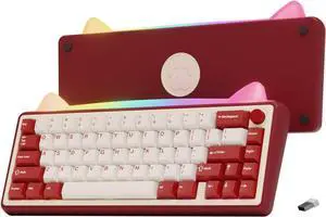 Chilkey Foxy65 Mechanical Keyboard with Knob, Gasket Mount 65% Aluminum Wireless Mechanical Keyboard, BT5.0/2.4GHz/USB-C, Hot Swappable, RGB Backlit Computer Custom Key Board for PC