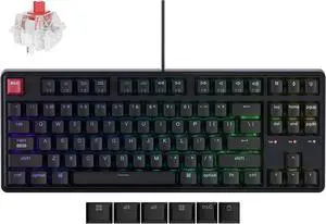 Keychron C3 Pro TKL 80% Wired Mechanical Keyboard, 8K Polling Rate, QMK/VIA Programmable, Hot-Swappable, RGB Backlit Shine-Through Keycaps, Super Red Switch, for Windows/Mac