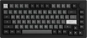 Akko 5075B Plus Mechanical Keyboard 75% Percent RGB Hot-swappable Creamy Keyboard with Knob, Black & Silver Theme with PBT Double Shot ASA Profile Keycaps V3 Creamy Blue Pro Switch