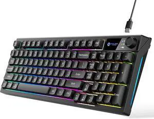 Gaming Keyboard USB Wired RGB Rainbow Light with Volume Knok, 7 Color Backlit+8 Models LED Lighting Effects, 19 Keys Without ImpactSpill Resistant, Fn+12 Media Hotkeys,Compatible with Windows/MAC