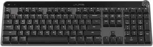 JLab Epic Mechanical Wireless Keyboard, Black, 108 Keys, Bluetooth or USB Wireless Dongle, Multi-Device Toggle, Backlit Mechanical Keys, Smart Media Knob, Custom User Profiles, Rechargeable (1 Pack)