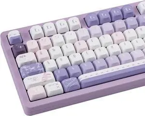 PBT Keycaps 150 Keys Dye-Sublimation Cute Keycap MOA Profile Purple Anime Keycap Custom Keycap Set with 7U/Split Spacebar for Alice/ 61/64/68/84/87/100/104/108 Mechanical Keyboard